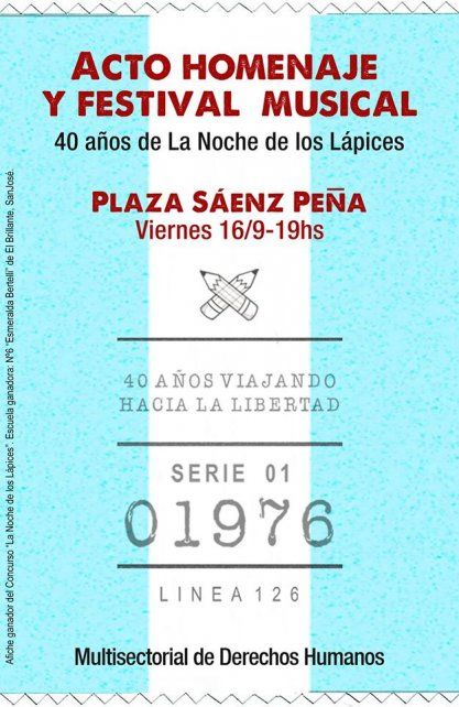 Primer Premio del concurso de afiches de la Subsecretaría de Derechos Humanos. Escuela Nº 6 "Esmeralda Bertelli", El Brillante, San José.