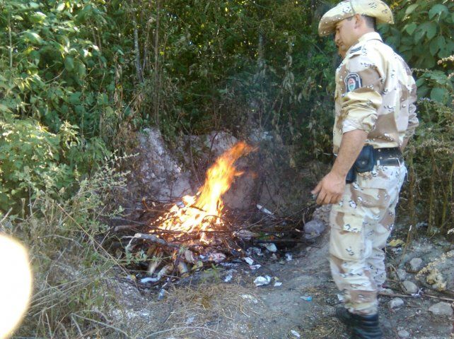 La policía prendió fuego los pescados decomisados. 