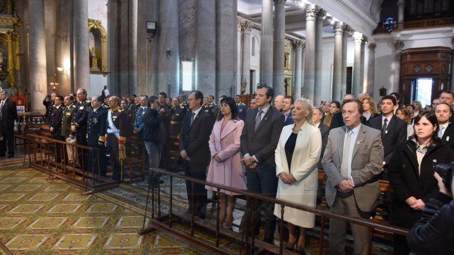 En primera fila. Bordet, Bahl y Varisco, atentos al discurso.
