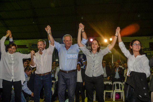 Frigerio en el acto del 14 de julio en Recreativo. Foto<b> UNO</b> Mateo Oviedo.